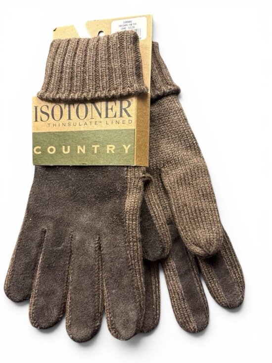 isotoner Other - Isotoner Country Thinsulate Lined Brown Herringbone Men’s Gloves One Size NWT
